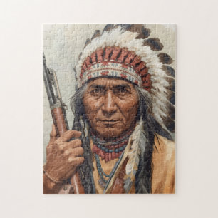 Geronimo Indian Chief Warrior Portrait Jigsaw Puzzle