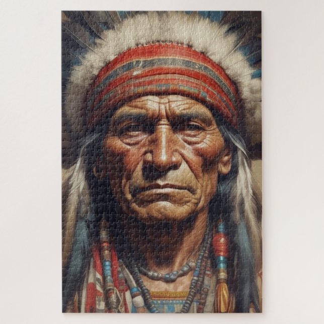 Geronimo Indian Chief Warrior Portrait Jigsaw Puzzle (Vertical)