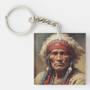 Geronimo Indian Chief Warrior Portrait Keychain