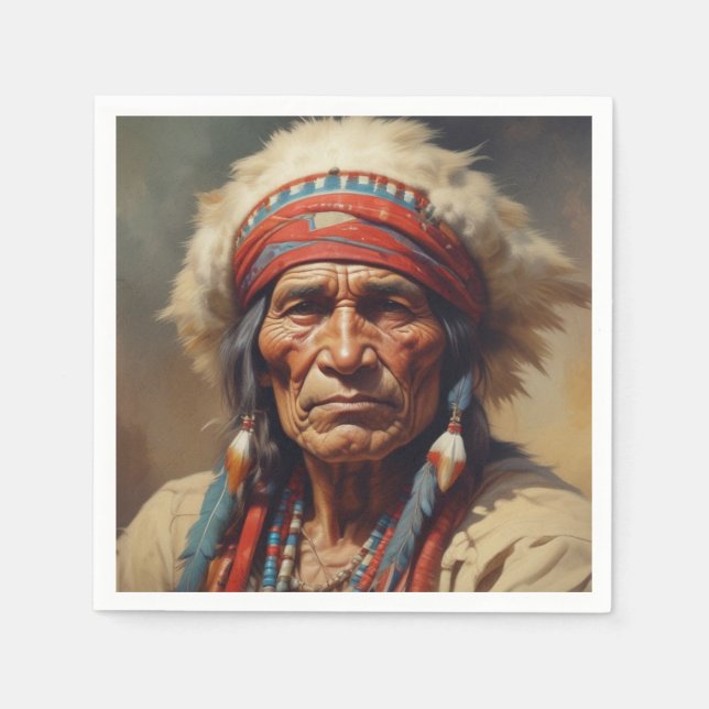 Geronimo Indian Chief Warrior Portrait Napkins (Front)