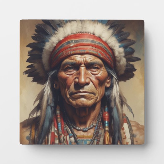 Geronimo Indian Chief Warrior Portrait Plaque (Front)