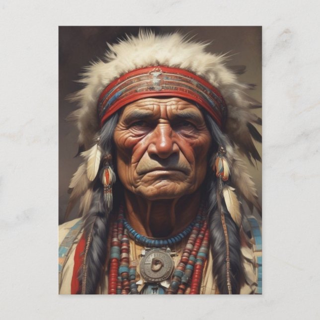 Geronimo Indian Chief Warrior Portrait Postcard (Front)