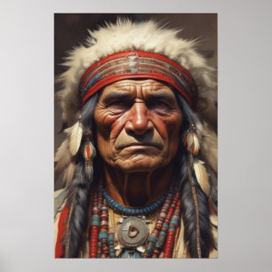 Geronimo Indian Chief Warrior Portrait Poster