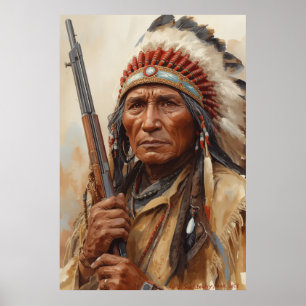 Geronimo Indian Chief Warrior Portrait Poster