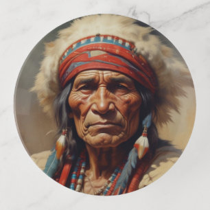 Geronimo Indian Chief Warrior Portrait Trinket Tray