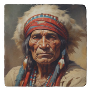 Geronimo Indian Chief Warrior Portrait Trivet