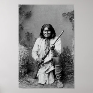 Geronimo Kneeling With Rifle - 1886 Poster