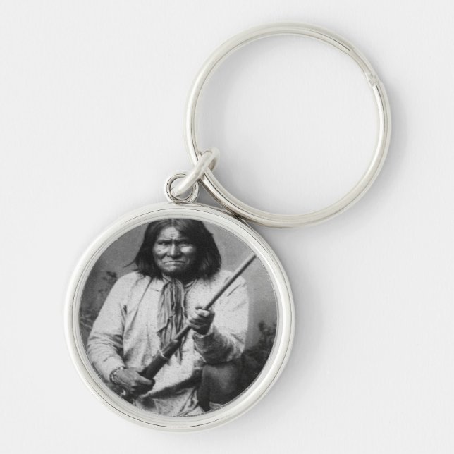 'Geronimo with Gun at the Ready' Keychain (Front)