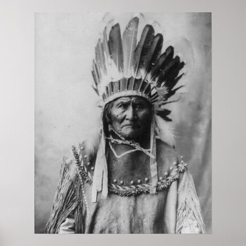 Geronimo with Headdress Poster