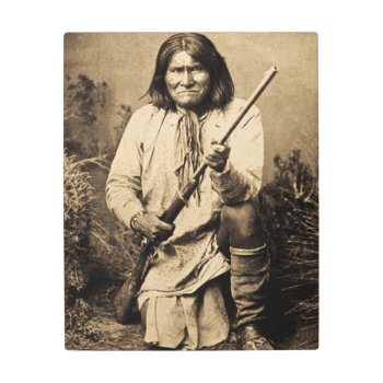 Geronimo With Rifle 1886 Vintage Indian Metal Print by scenesfromthepast at Zazzle