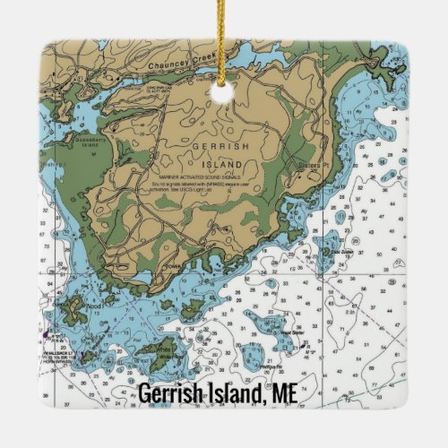 Gerrish Island Maine Chart Ceramic Ornament