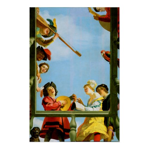 Gerrit Van Honthorst Musical Group Balcony Art Poster
