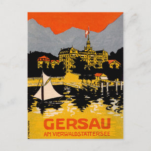 Gersau, Lucerne Lake, sailing boat, Switzerland Postcard