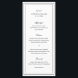Gertrude Black and White Classic Elegant Wedding Menu<br><div class="desc">Classic black and white wedding menu featuring a simple and minimal design with your monogram, names and wedding date at the top along with your menu surrounded by a double border. The fonts alternate between and elegant script, a traditional serif and minimalist sans serif fonts. This menu is great for...</div>