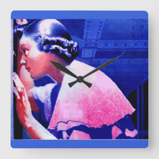 Gertrude spying on the neighbors square wall clock