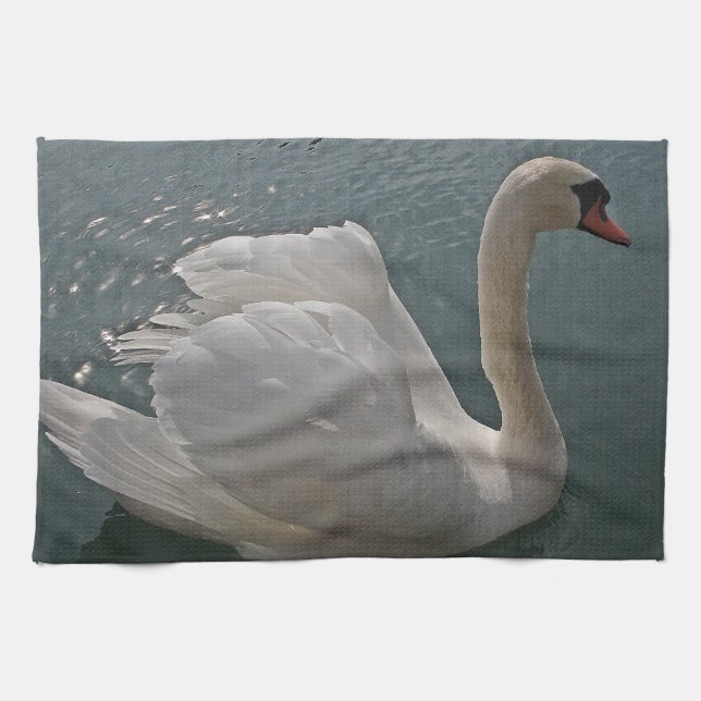 Geschirrtuch stolzer Schwan mit Lichtsternchen Kitchen Towel (Horizontal)