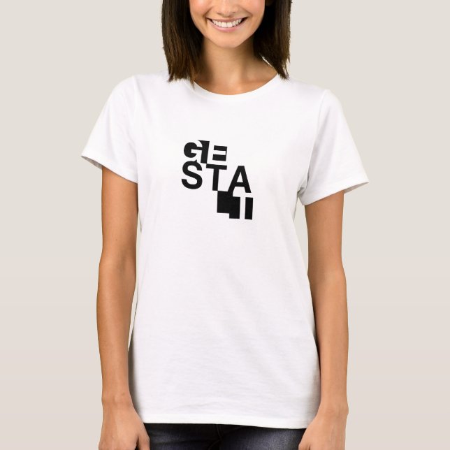 Gestalt typographic T-shirt design (black) (Front)