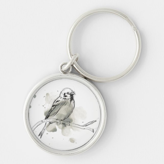 Gestural Bird Study Keychain (Front)