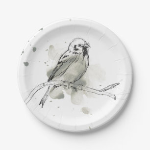 Gestural Bird Study Paper Plates