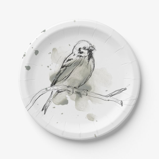 Gestural Bird Study Paper Plates (Front)