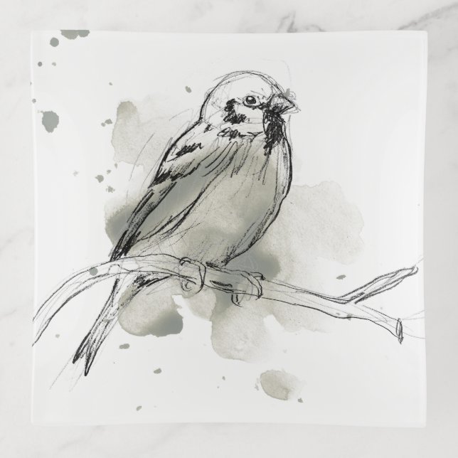 Gestural Bird Study Trinket Tray (Front)