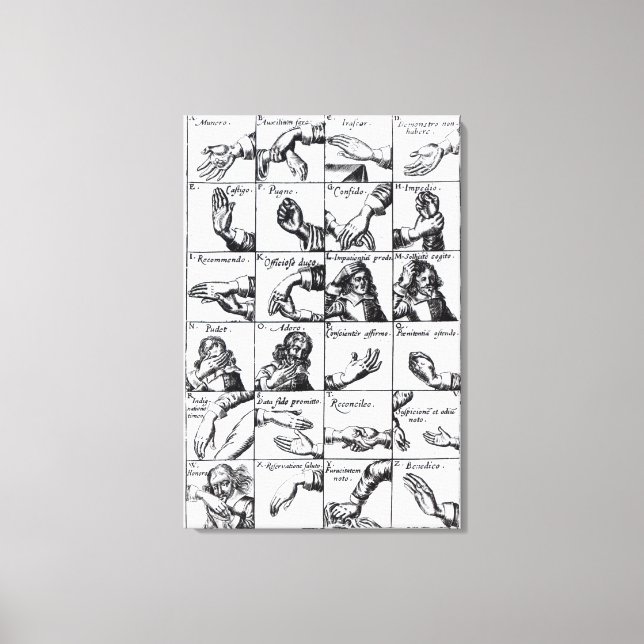 Gestures for miming  John Bulwer's 'Chrilogia Canvas Print (Front)