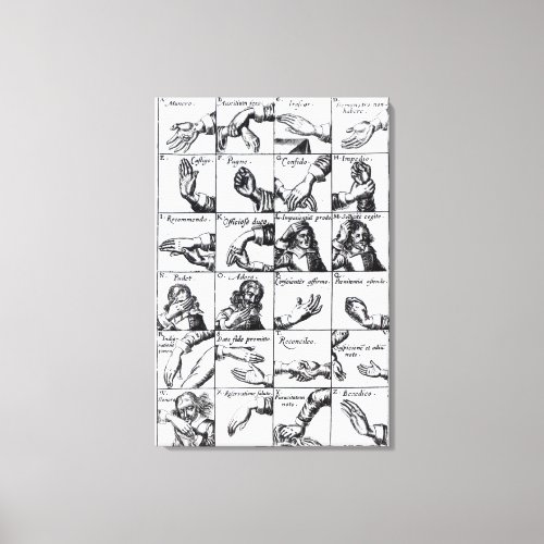 Gestures for miming  John Bulwers Chrilogia Canvas Print