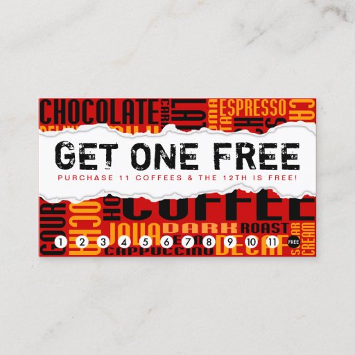 Customizable get 1 free COFFEE Business Card