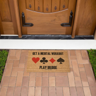 Get A Mental Workout Play Bridge Four Card Suits Fiber Doormat