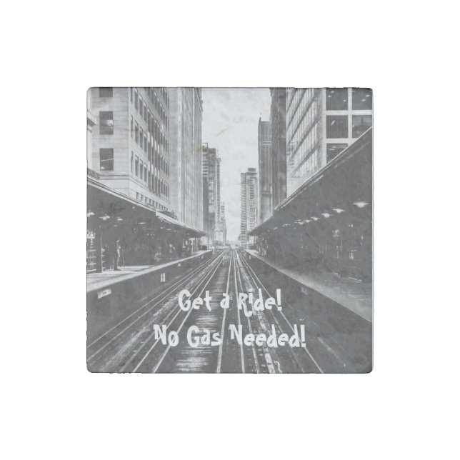 Get a Ride No Gas Needed Stone Magnet (Front)