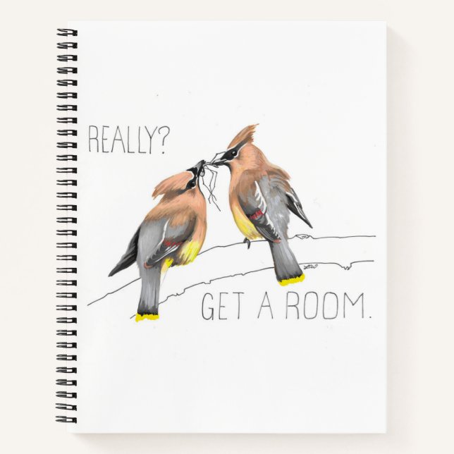 Get a Room (Cedar Waxwings Courting) Notebook (Front)