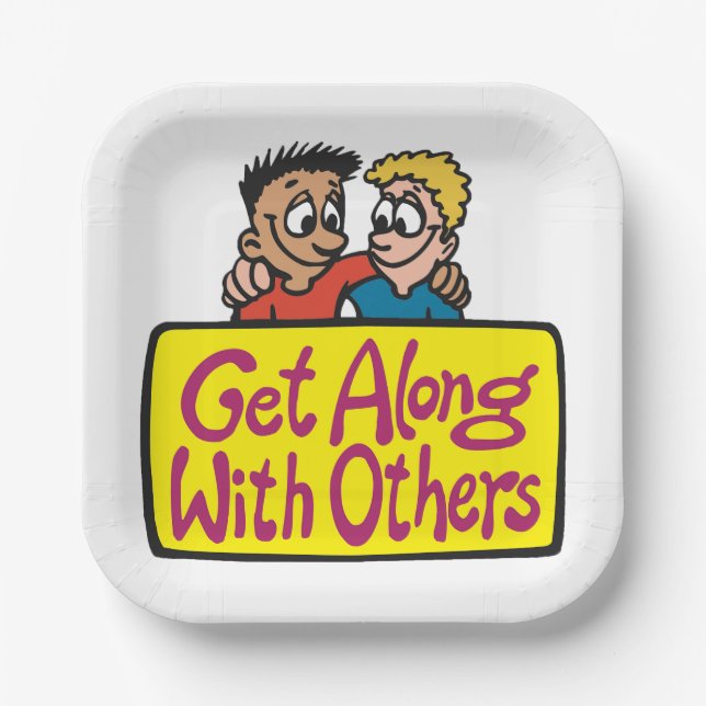 Get Along With Others Friends Kindness and Unity Paper Plates (Front)