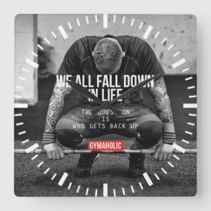 Get Back Up - Workout Motivational Square Wall Clock