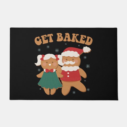 Get Baked Funny Gingerbread Santa Christmas Gift Doormat