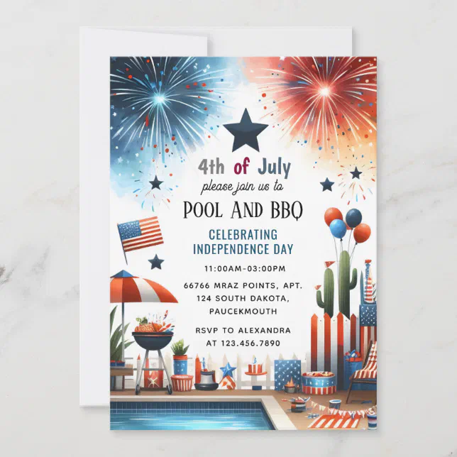 Get Bbq Red White Blue Usa Flag 4th of July Party Invitation | Zazzle