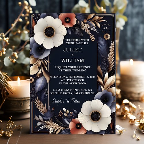 Get Budget Cheap Outdoor Stylish Navy Blue Wedding Invitation