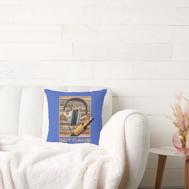 Get Cans Headphones Audio Audiophiles Throw Pillow (Couch)