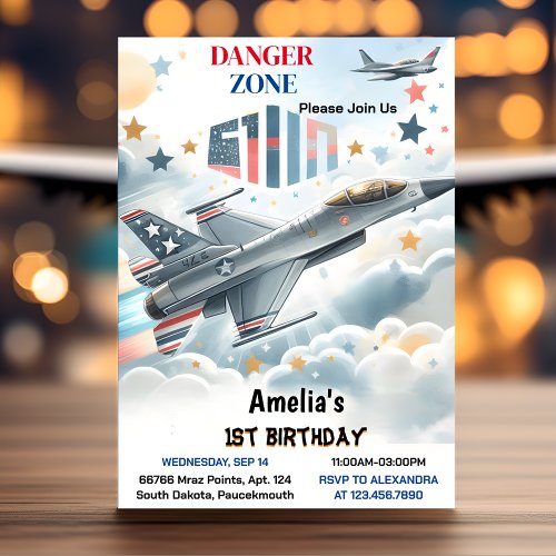 Get Cloud 9 Fly Cute Sky Joy Airplane 1st Birthday Invitation