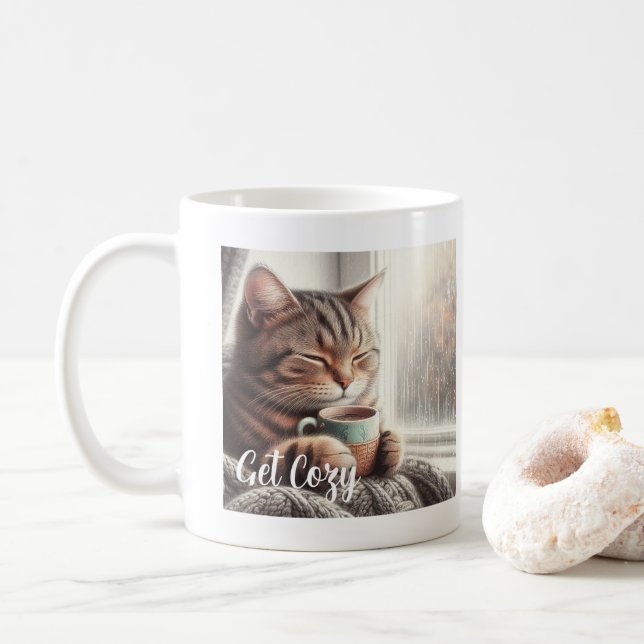 Get Cozy Cat  Coffee Mug (With Donut)