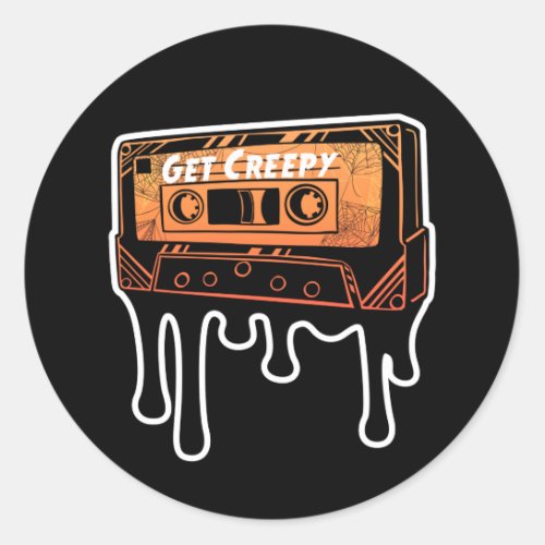Get Creepy Cassette Dripping Tape Halloween Music Classic Round Sticker