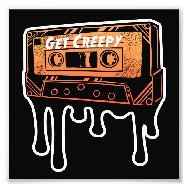 Get Creepy Cassette Dripping Tape Halloween Music Photo Print (Front)