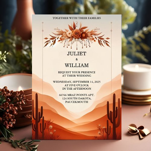 Get Desert Rustic Boho Autumn Ombre Brown Wedding Invitation