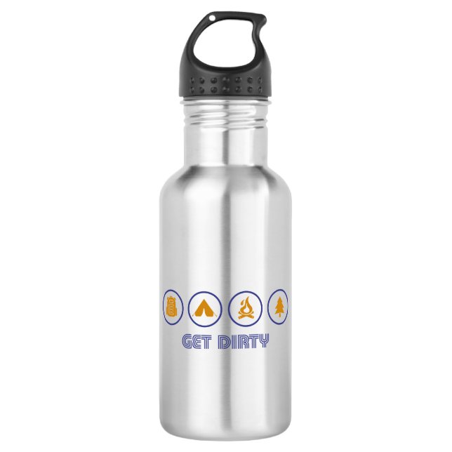 Get Dirty Camping Stainless Steel Water Bottle (Front)
