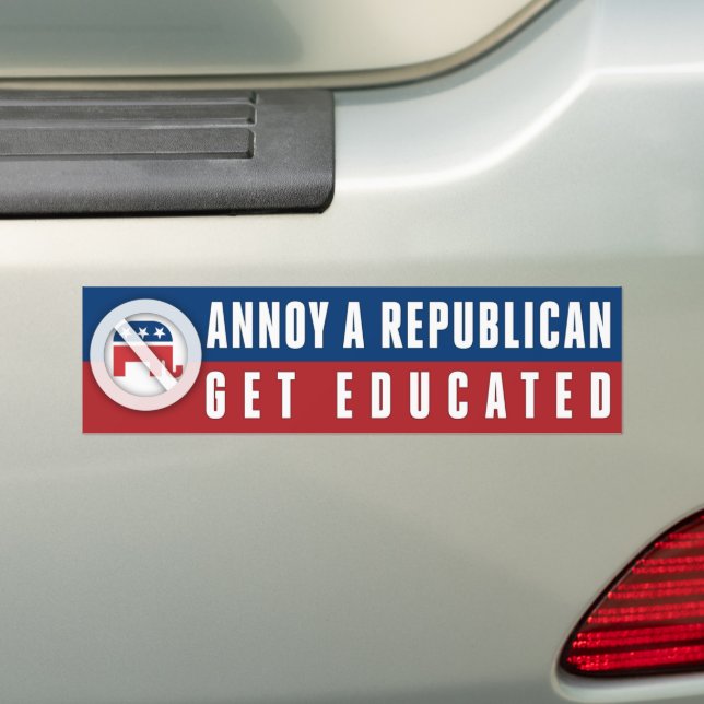 Get Educated Read Banned Books Annoy A Republican Bumper Sticker (On Car)