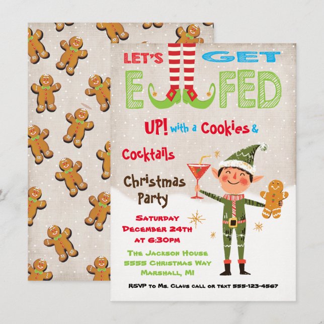 Get Elfed up Cookies and Cocktails Party Invitation (Front/Back)
