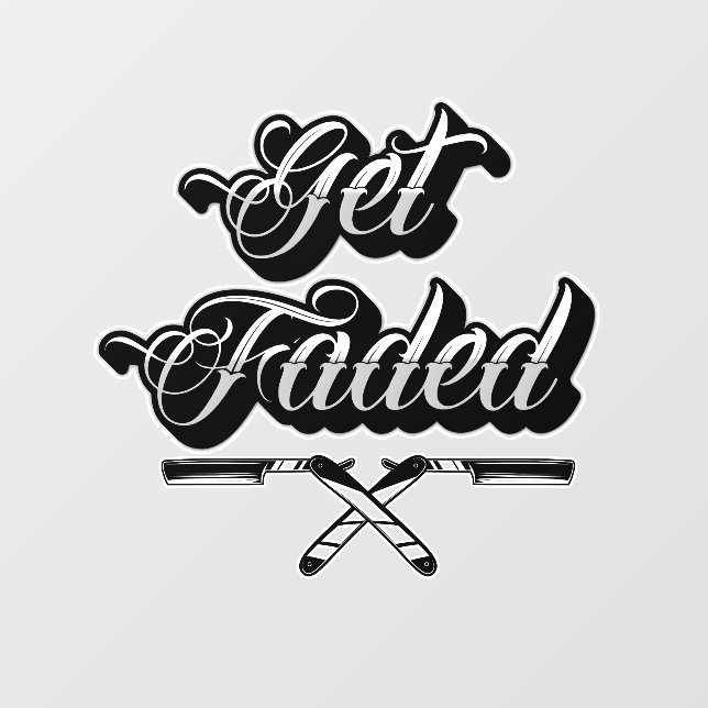 Get Faded Barber shop Wall Decal (Front)