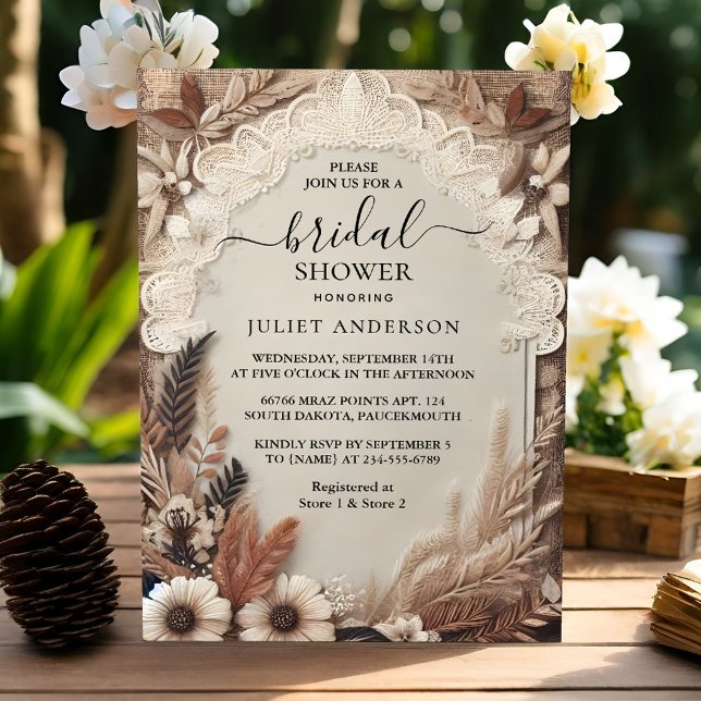 Get Fall Wood Paperie Recycled Paper Bridal Shower Invitation (Creator Uploaded)