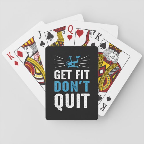 Get Fit Dont Quit Gym Fitness Motivation _ Blue Playing Cards