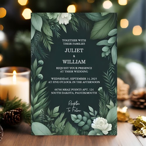 Get Forest Nature Garden Plant Dark Green Wedding Invitation