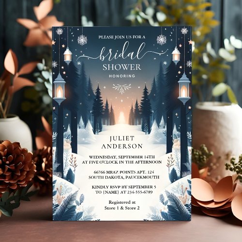 Get Forest Stars Snow Bright Winter Bridal Shower Invitation